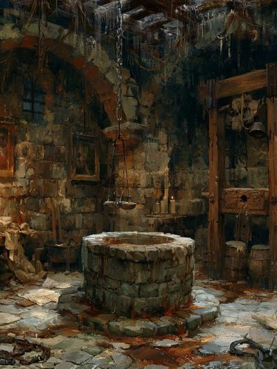 Medieval Stone Well Illustration Poster. poster