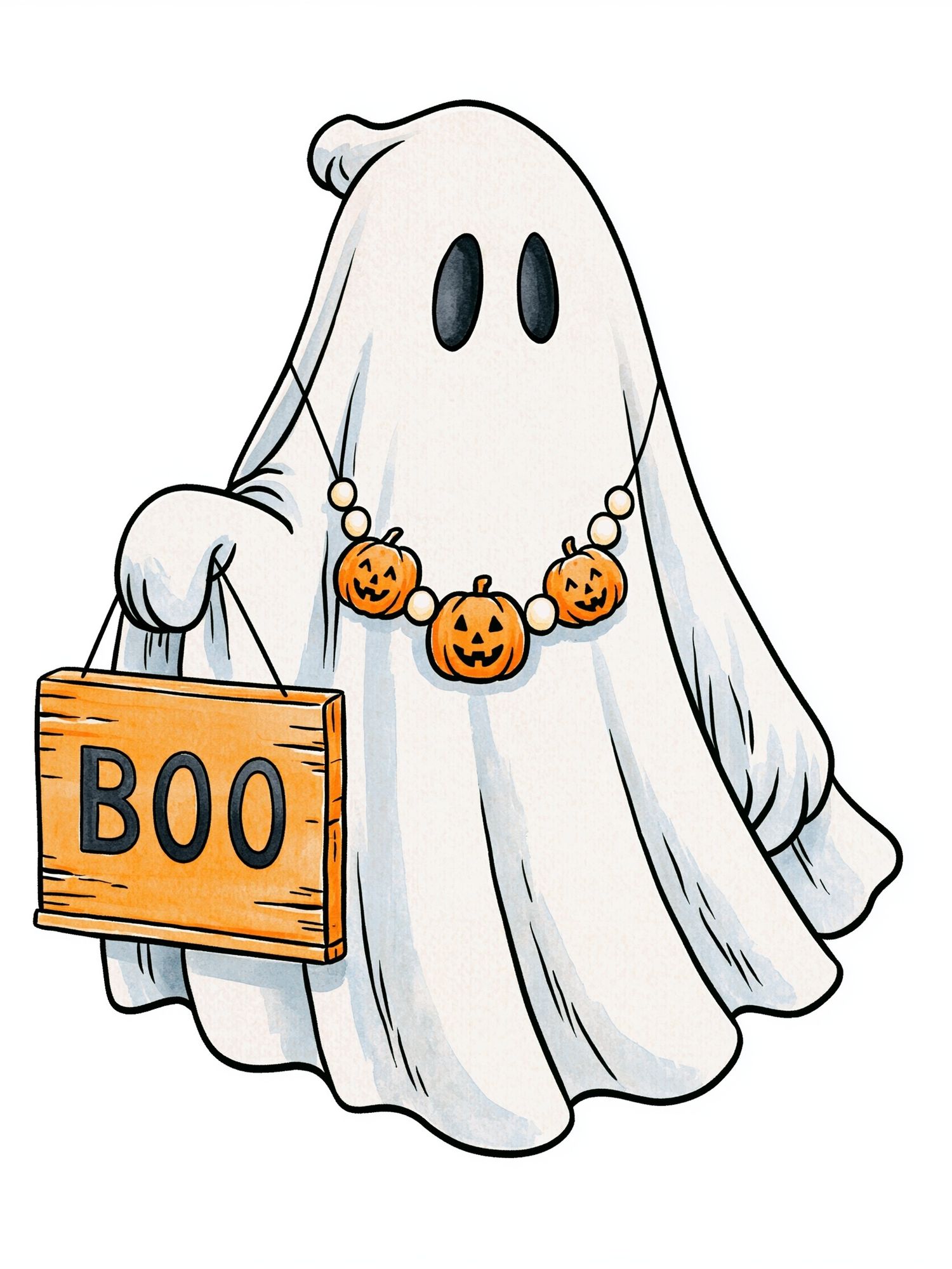 Halloween Ghost Boo Illustration Poster. poster — illustration art