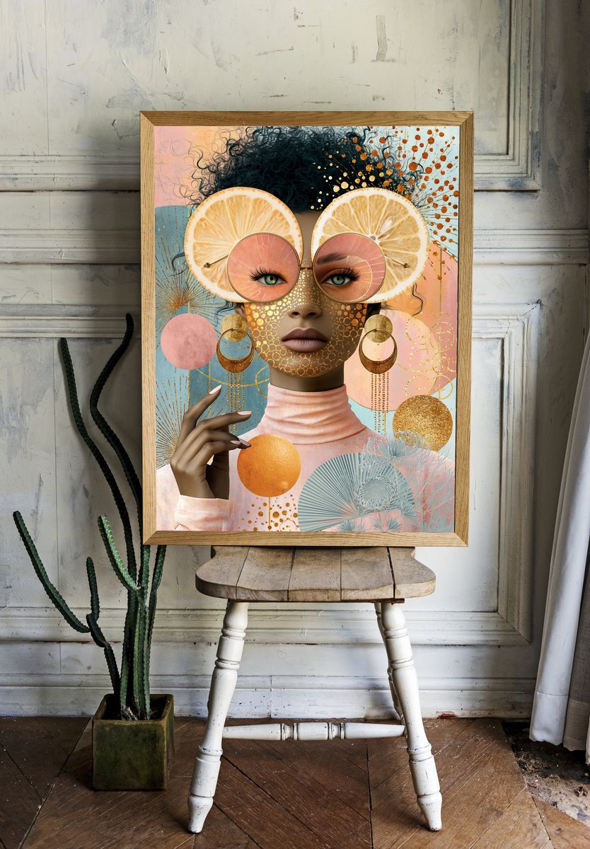 Lemon Glam Portrait Print. — room view 1