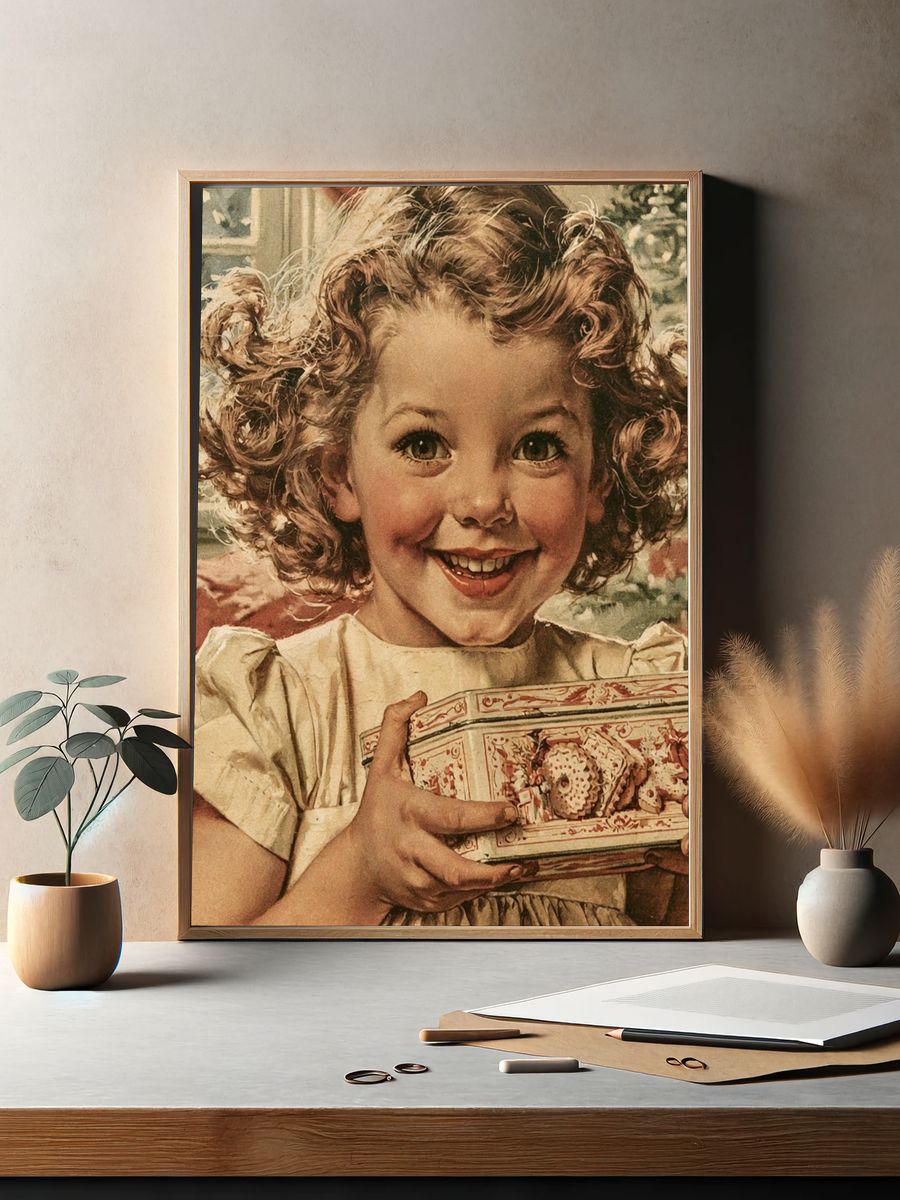 Smiling Child Portrait Vintage Print. — room view 2