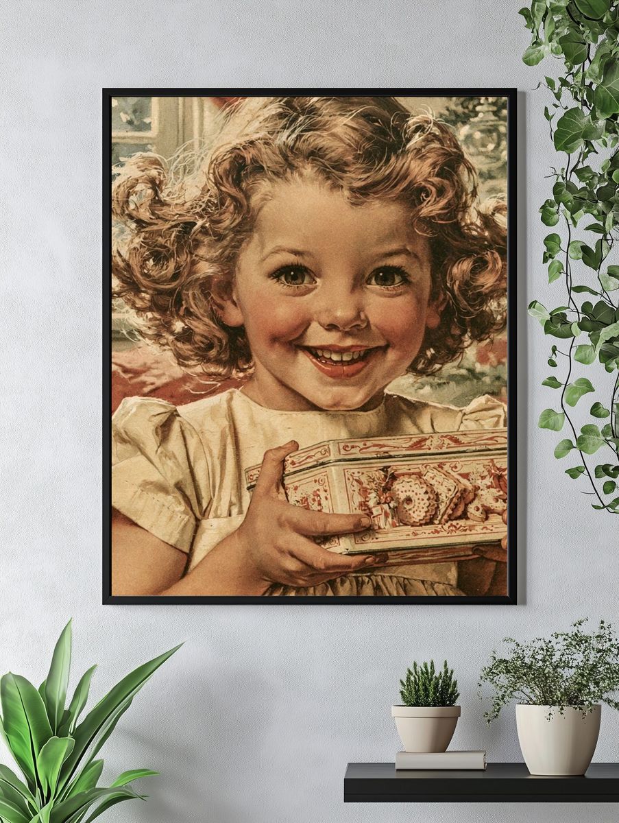 Smiling Child Portrait Vintage Print. — room view 4