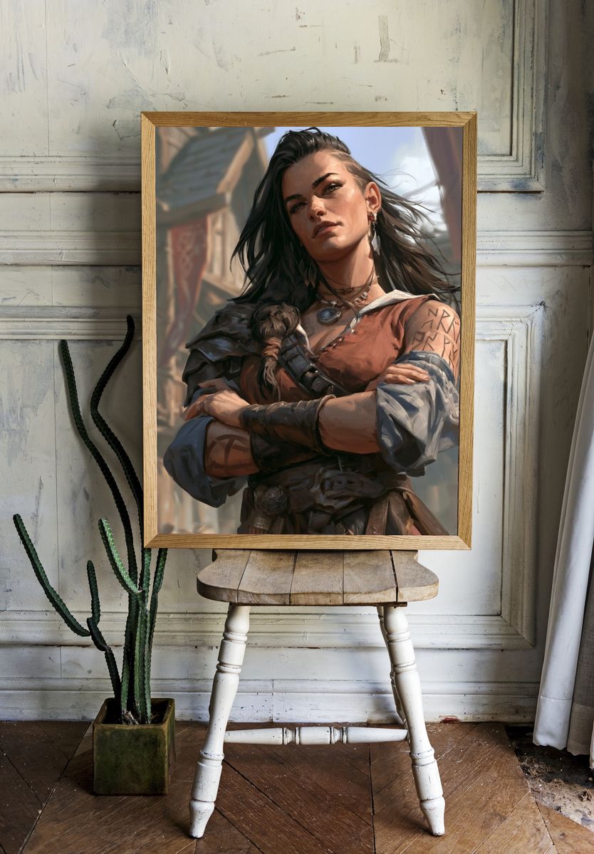 Warrior Woman Digital Art Poster. room preview