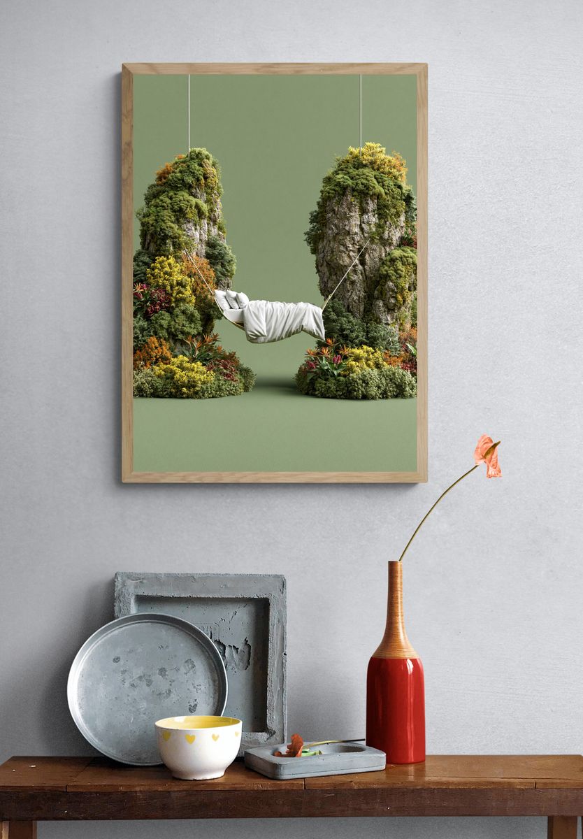 Floating Garden Swing Illustration Print. — room view 3