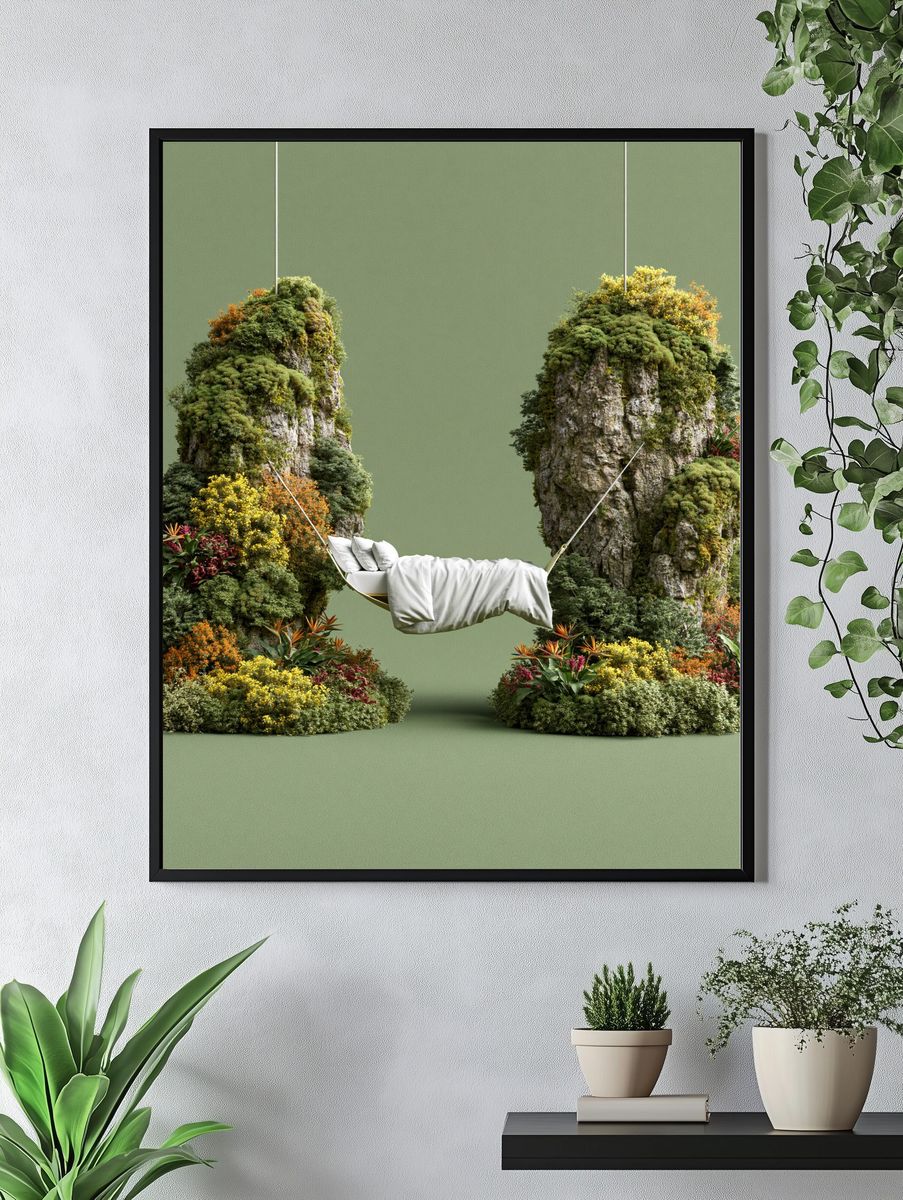 Floating Garden Swing Illustration Print. — room view 4