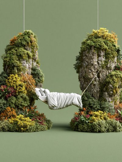 Floating Garden Swing Illustration Print.