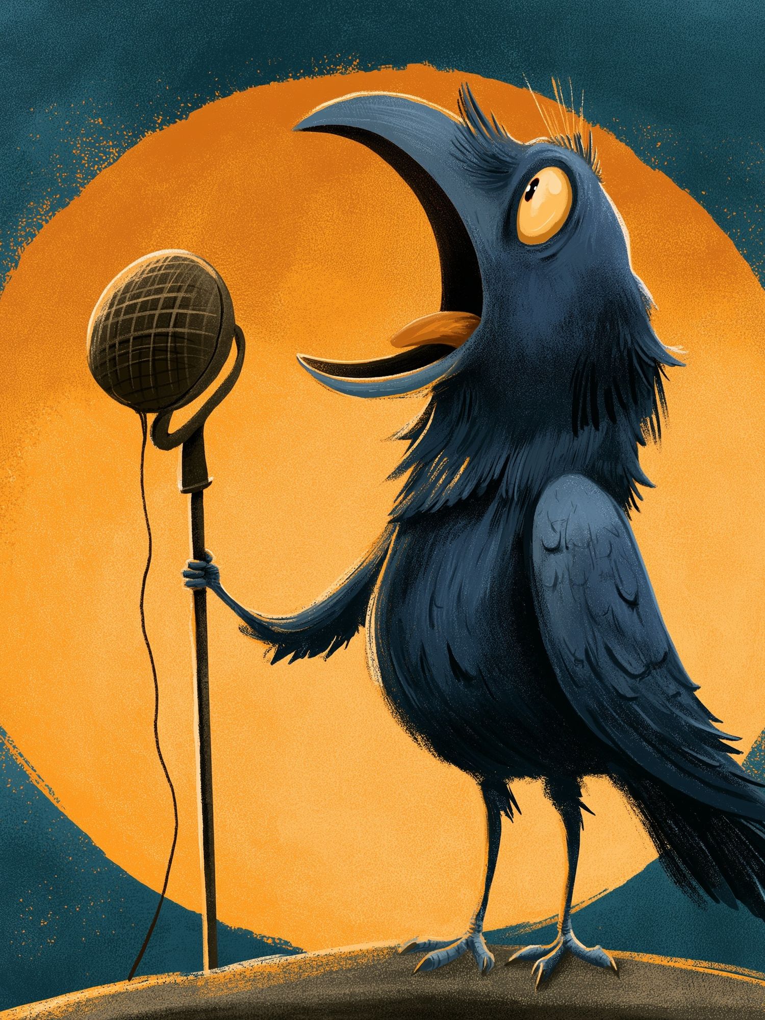Singing Crow Illustration Poster. poster detail