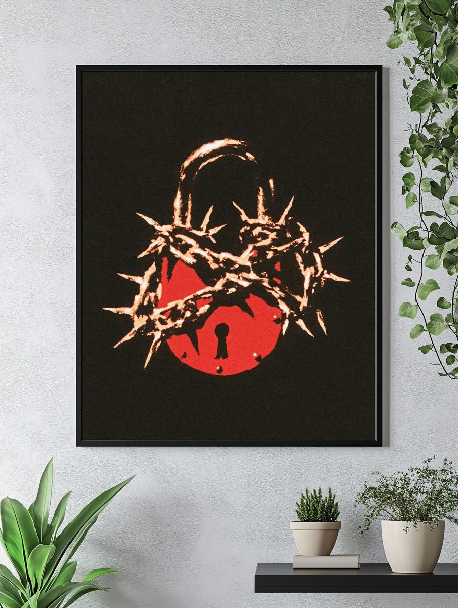 Spiked Padlock Illustration Poster. — room view 4