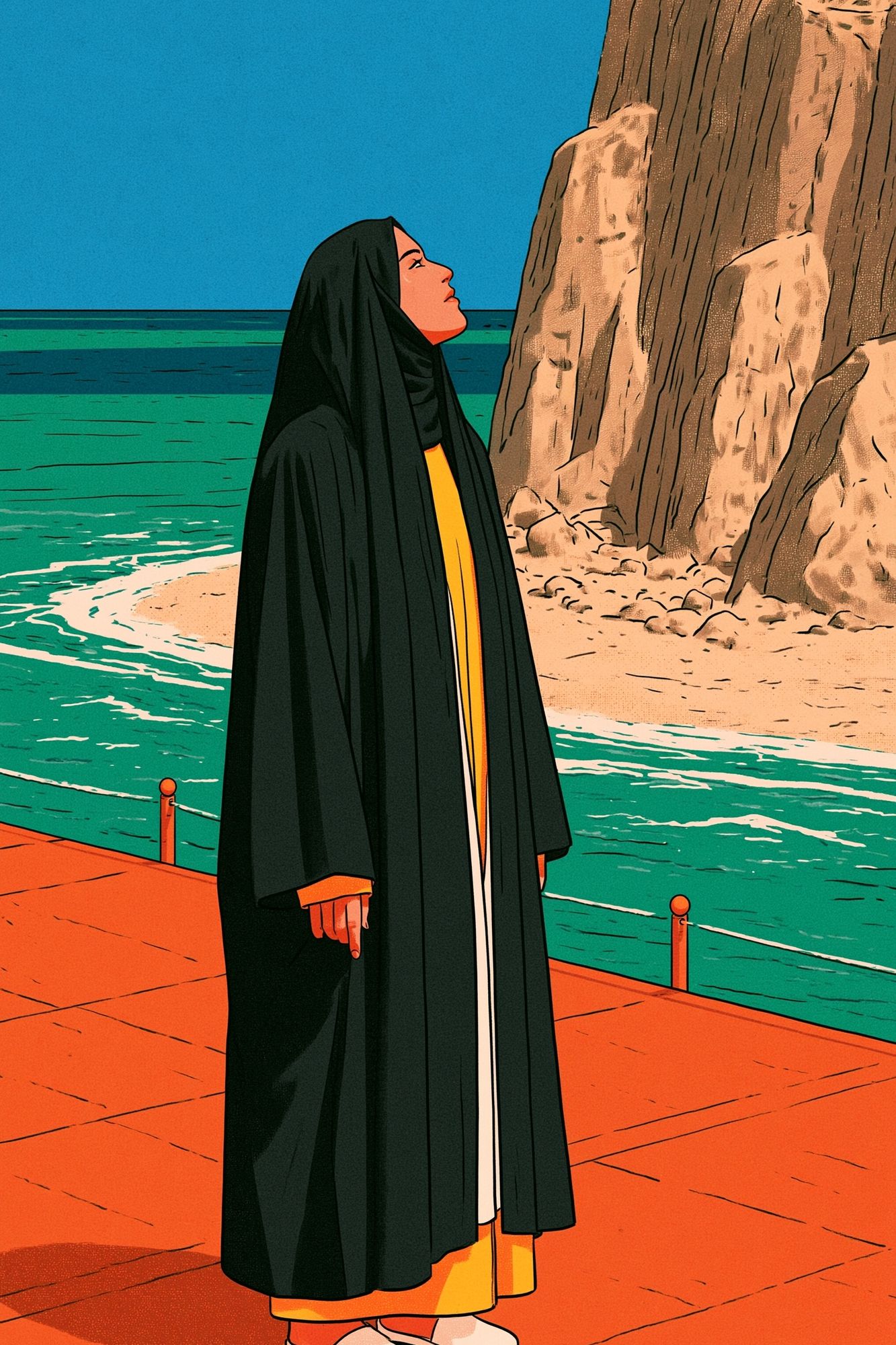 Coastal Figure Illustration Poster. poster — illustration art