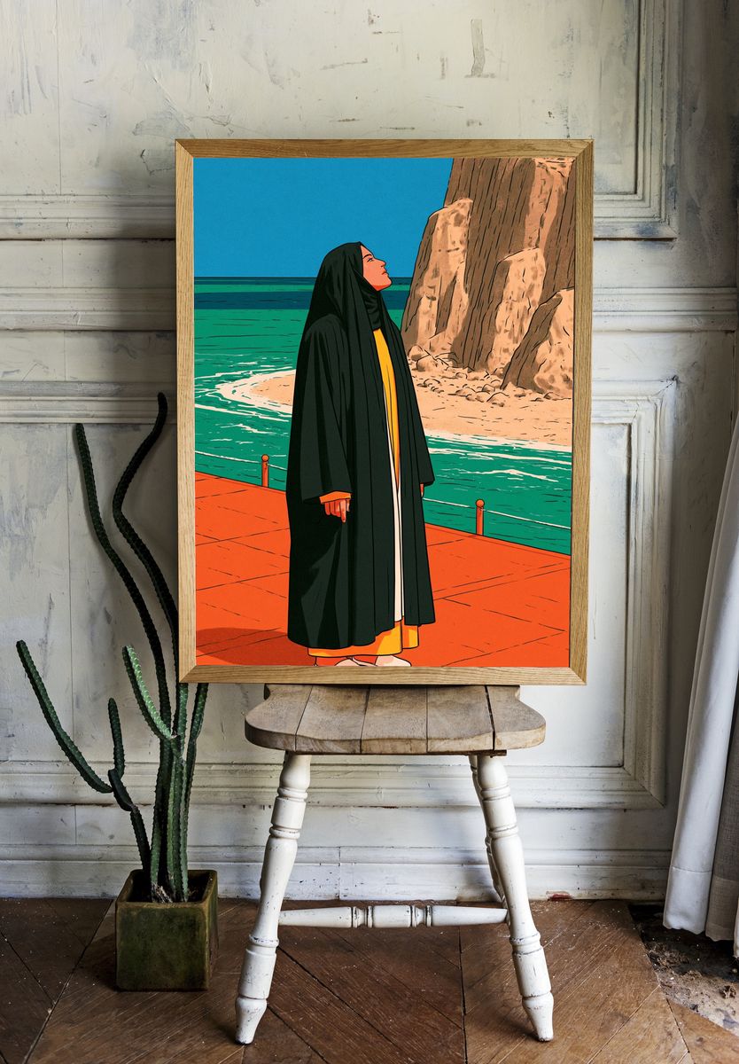 Coastal Figure Illustration Poster. — room view 1
