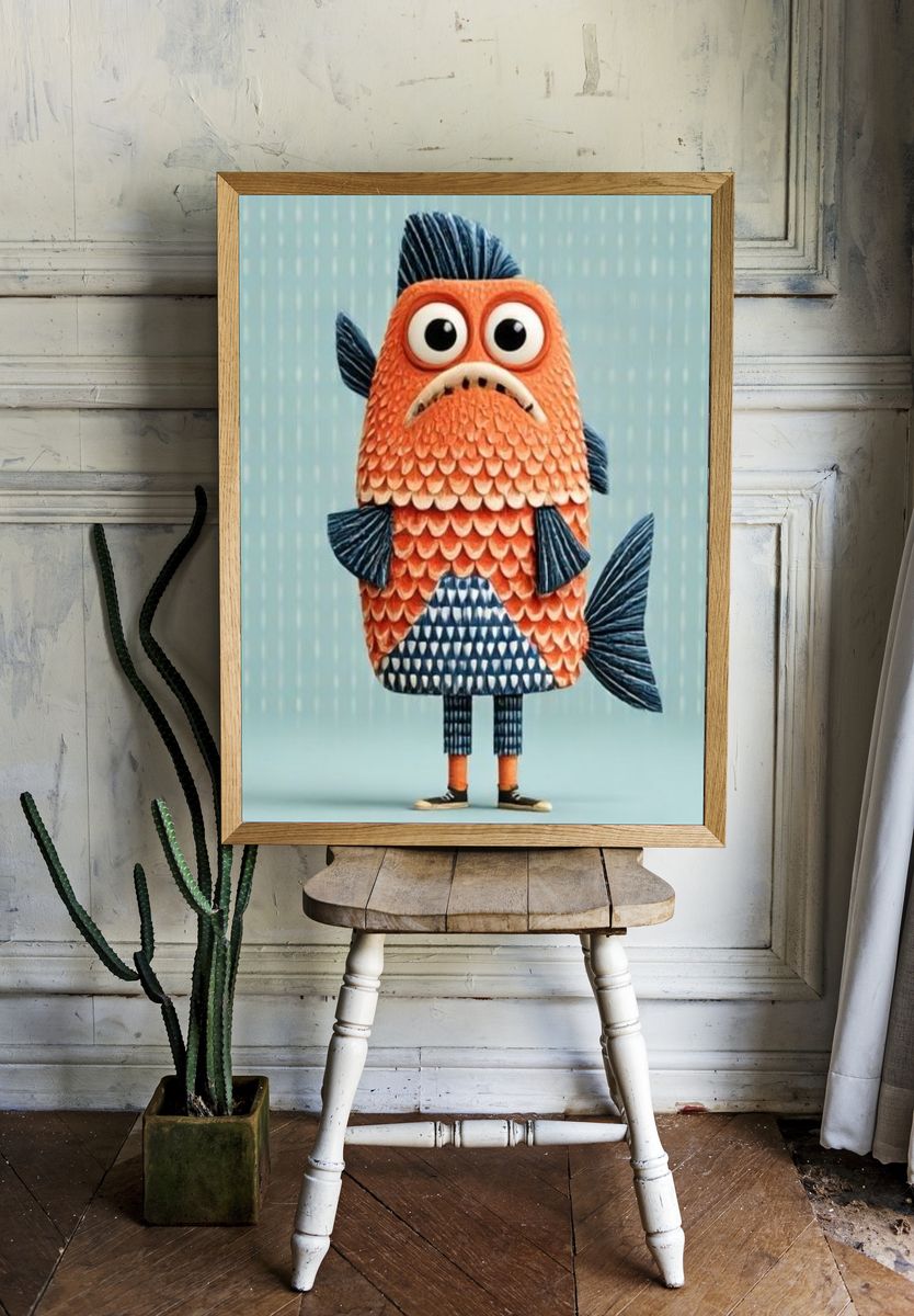 Cute Fish Character Illustration Poster. room preview