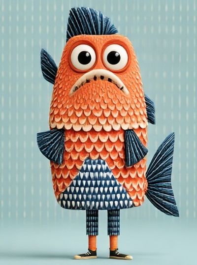Cute Fish Character Illustration Poster.
