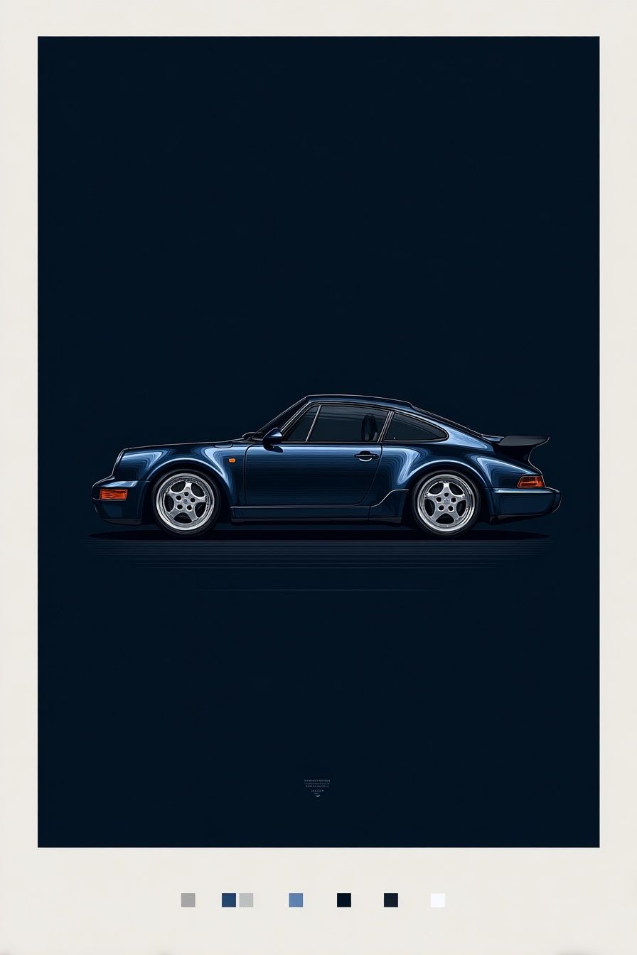 Porsche 911 Turbo Illustration Poster. poster detail