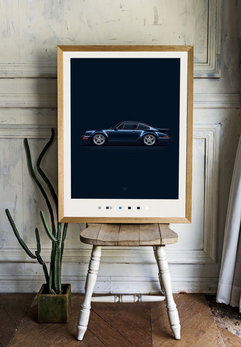 Porsche 911 Turbo Illustration Poster. room preview