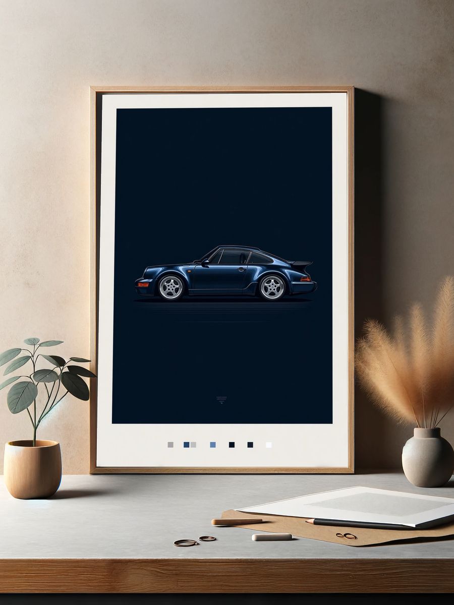 Porsche 911 Turbo Illustration Poster. — room view 2