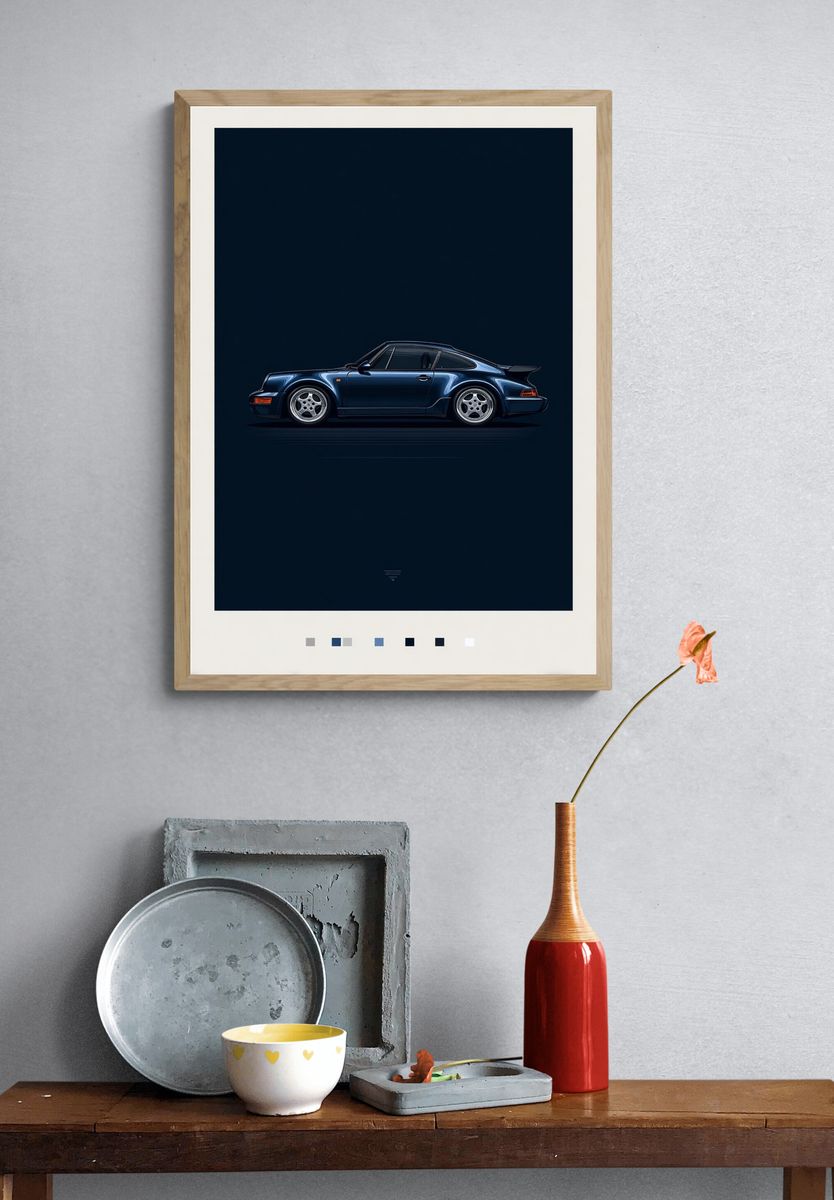 Porsche 911 Turbo Illustration Poster. — room view 3