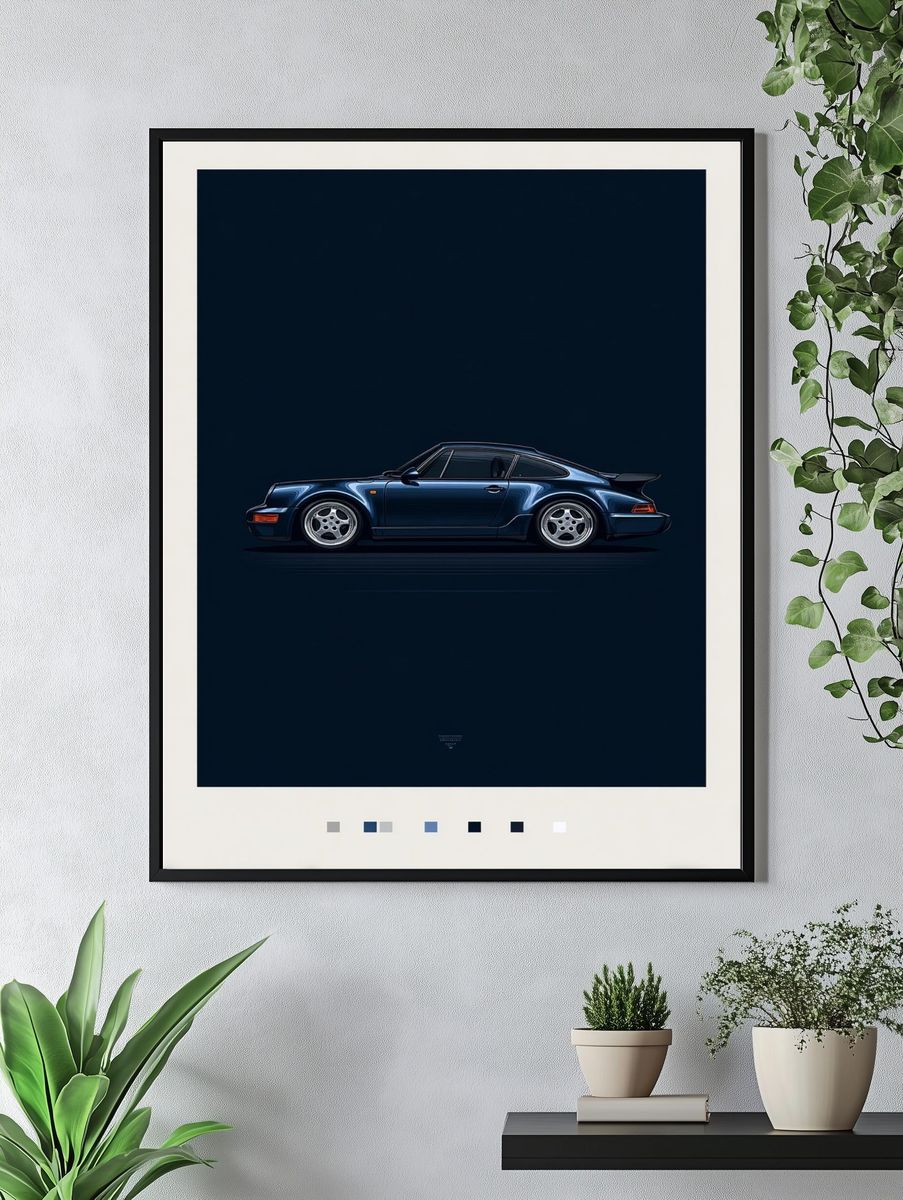 Porsche 911 Turbo Illustration Poster. — room view 4