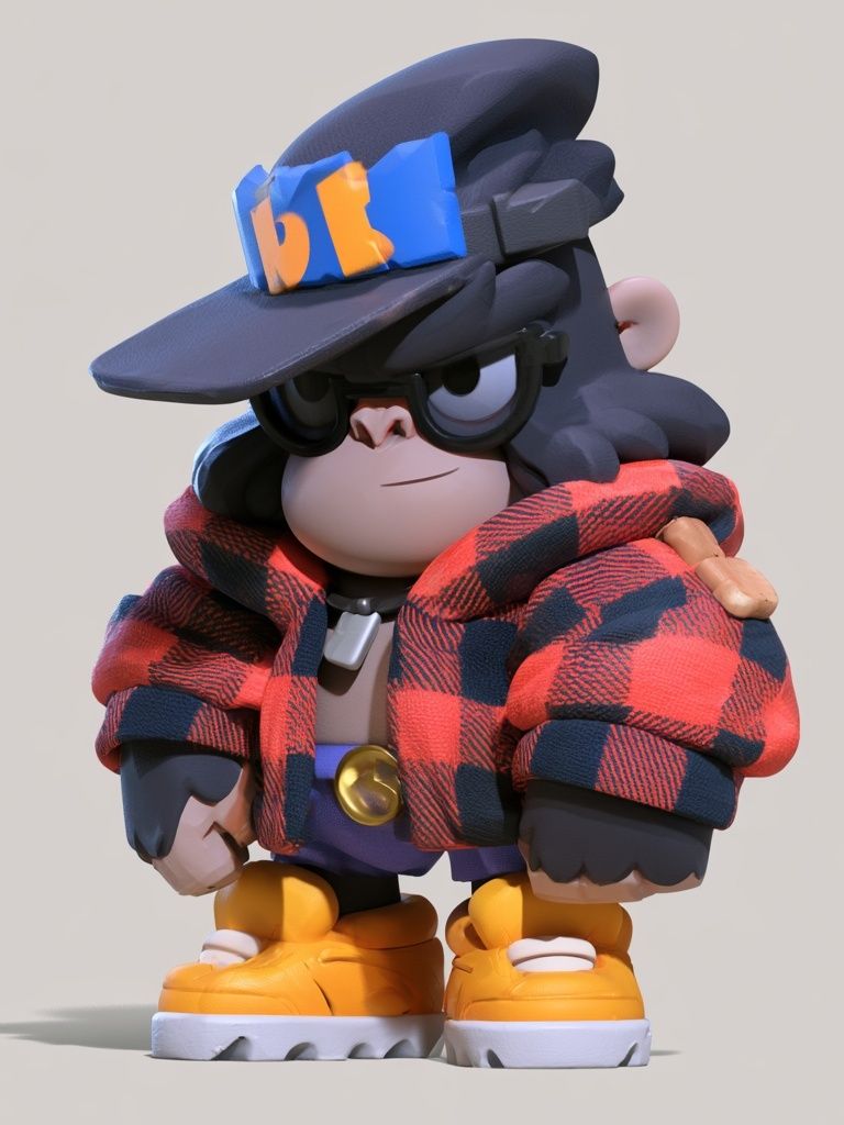 Stylized Monkey Character Illustration Poster. poster detail