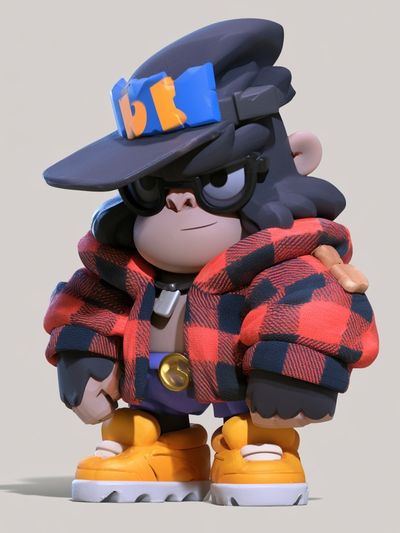 Stylized Monkey Character Illustration Poster.