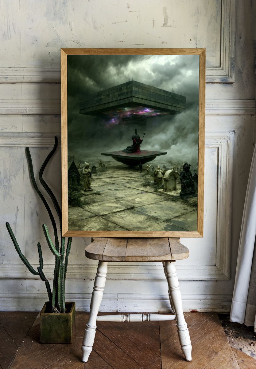 Surreal Monolith Ritual Poster. room preview