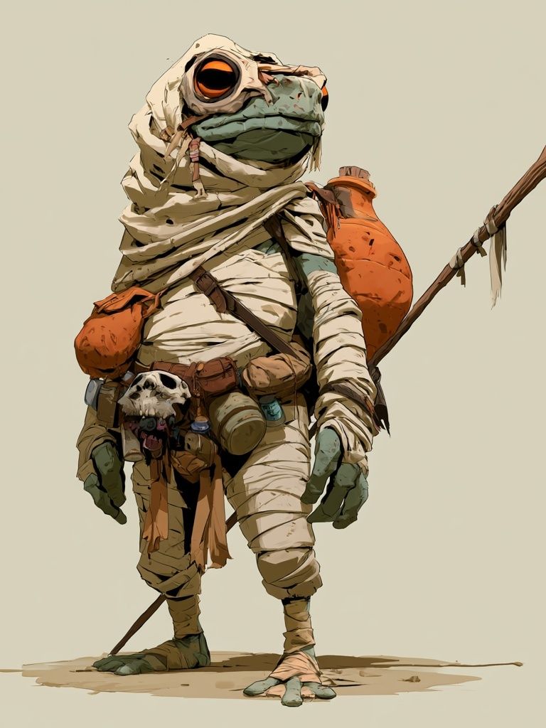 Mummy Frog Character Illustration Poster. poster detail