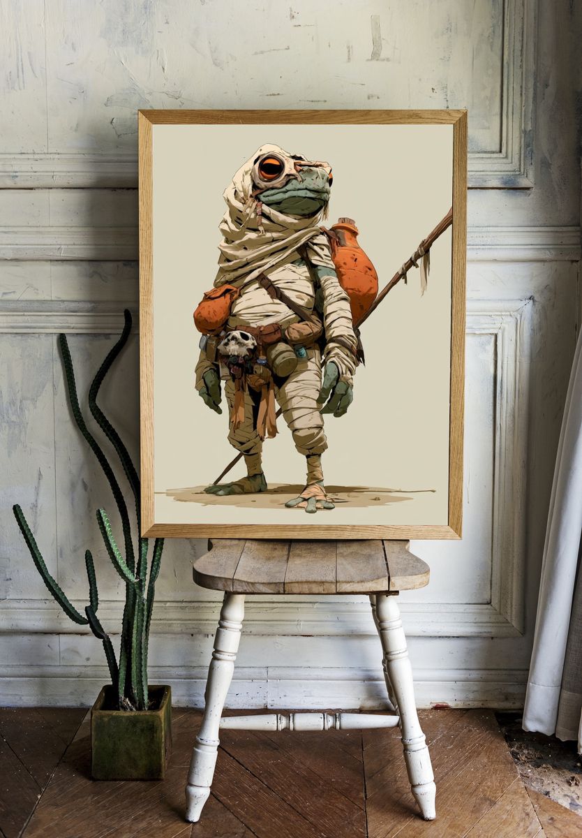 Mummy Frog Character Illustration Poster. room preview