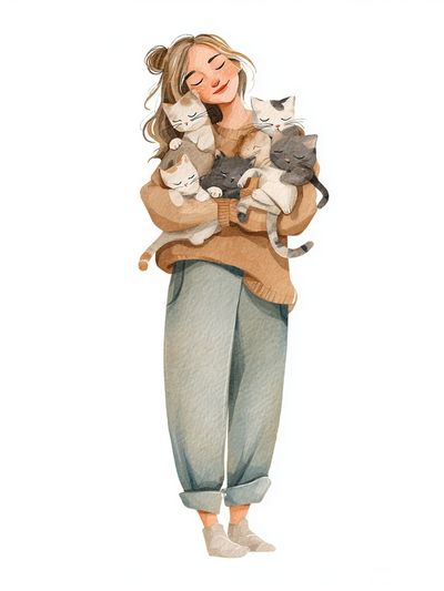 Cat Lover Watercolor Illustration Poster. poster