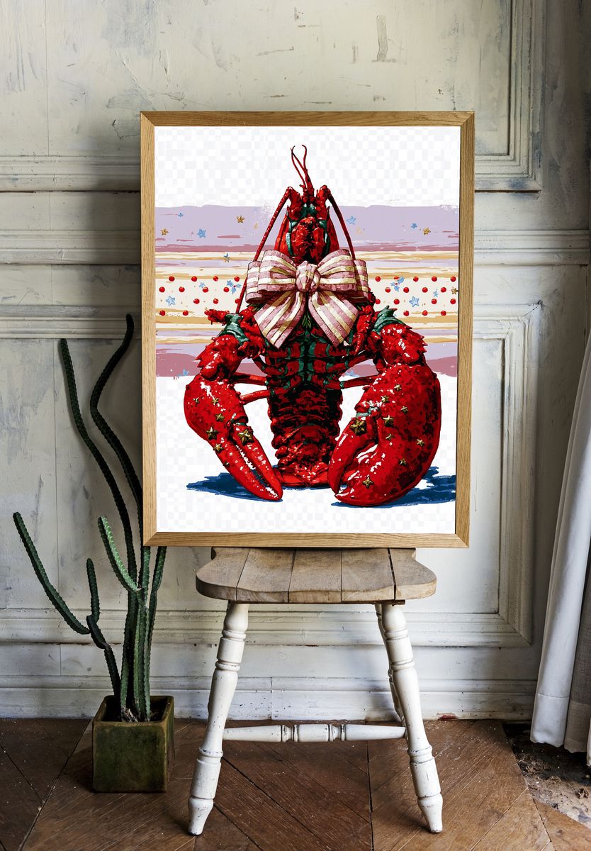 Patriotic Lobster Illustration Poster. — room view 1