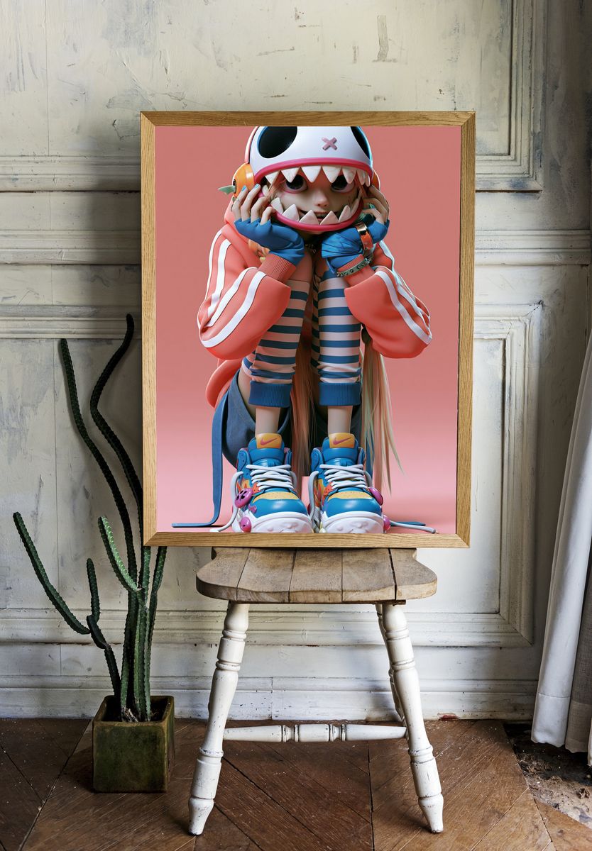 Cute Monster Girl Digital Art Poster. room preview