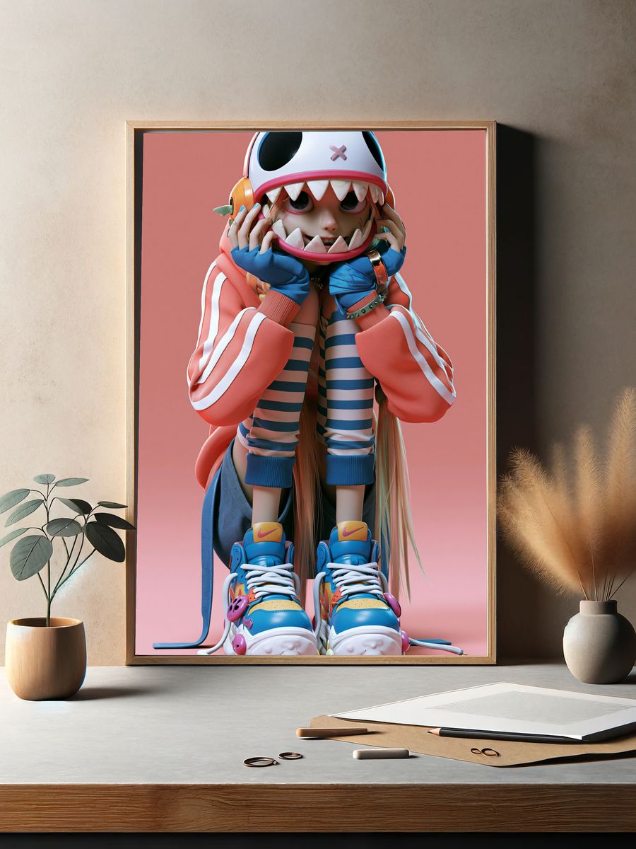 Cute Monster Girl Digital Art Poster. — room view 2