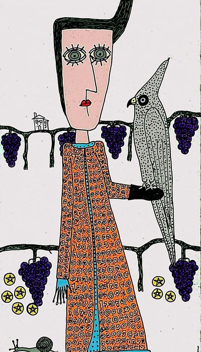Surreal Woman and Bird Illustration Poster.