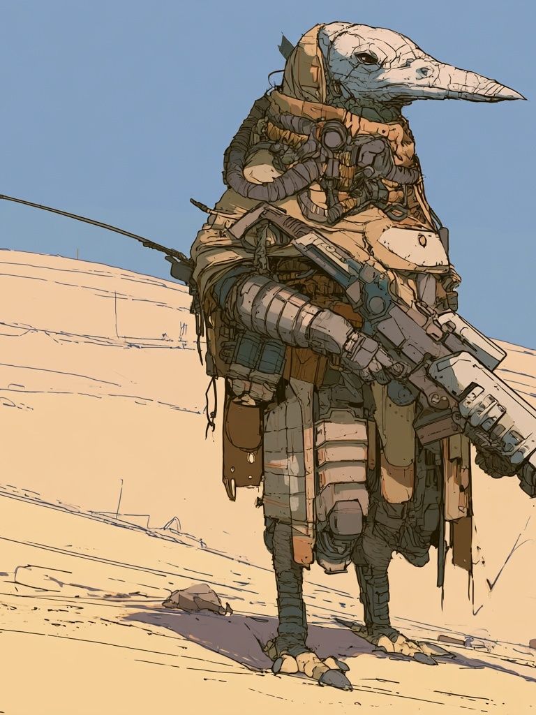 Desert Sentinel Sci-Fi Illustration Poster. poster detail