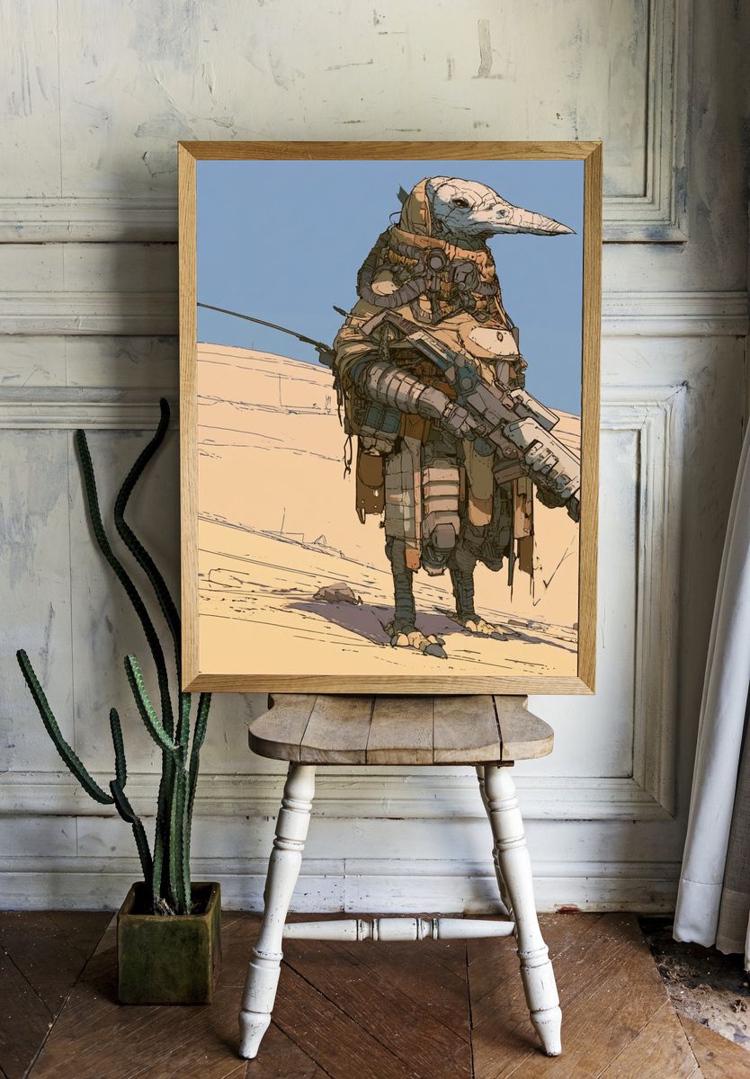 Desert Sentinel Sci-Fi Illustration Poster. room preview
