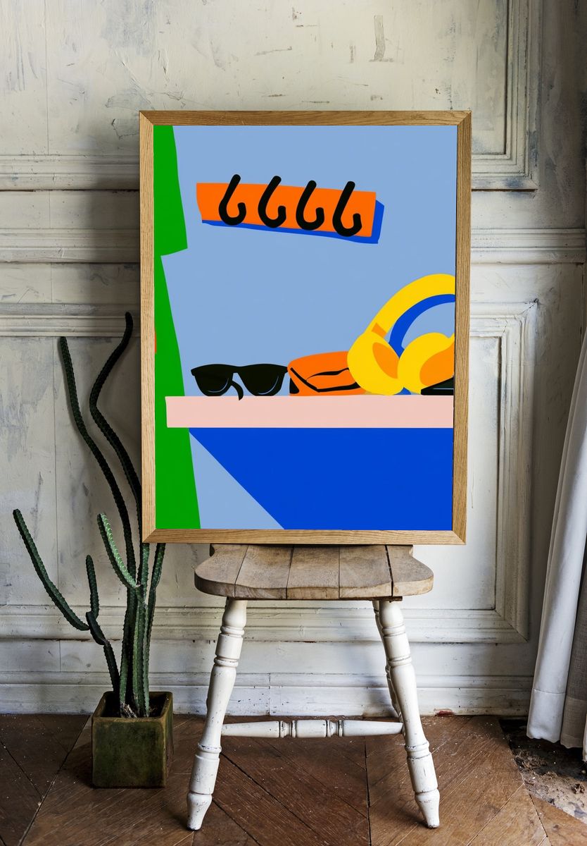 Colorful Sunglasses Still Life Poster. — room view 1
