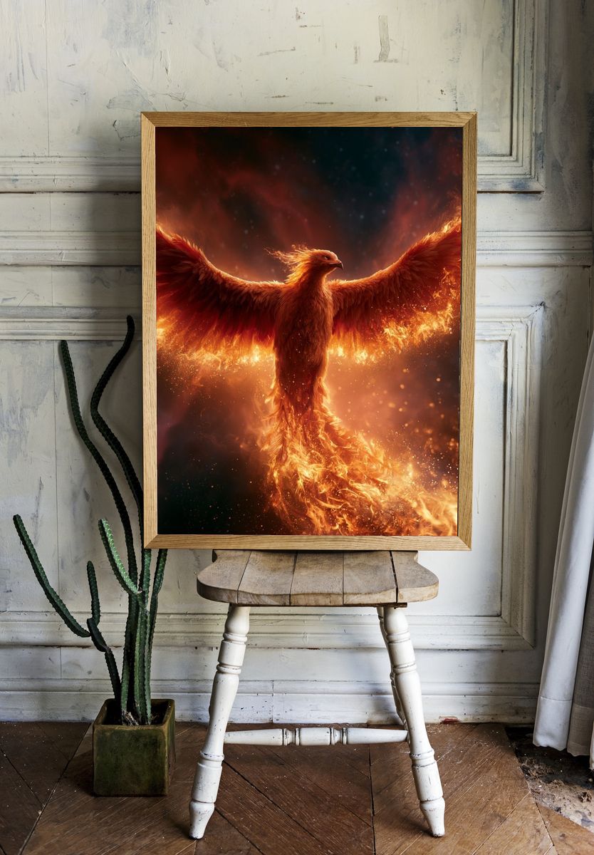 Phoenix Rising Illustration Poster. room preview