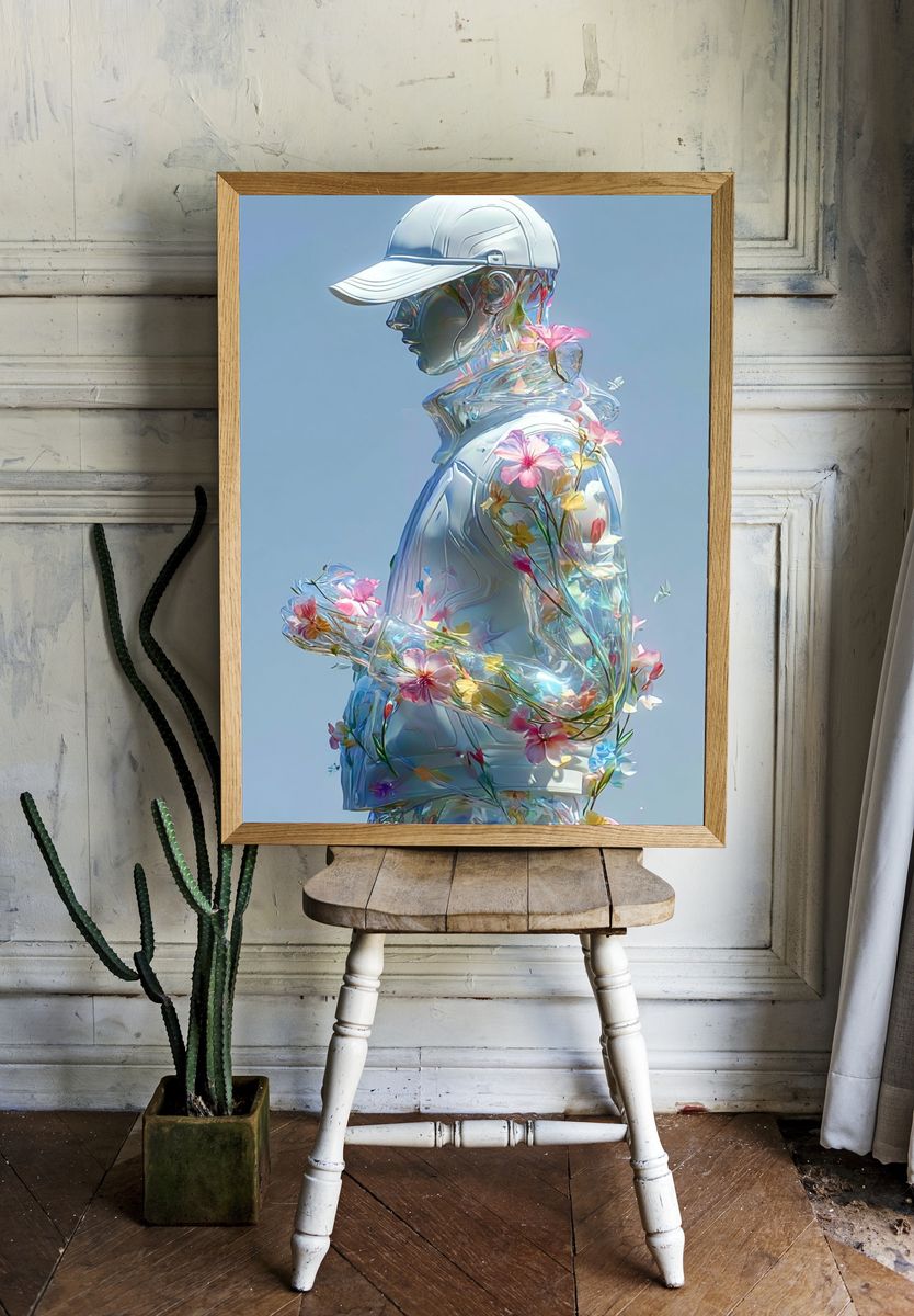 Floral Glass Figure Illustration Print. room preview