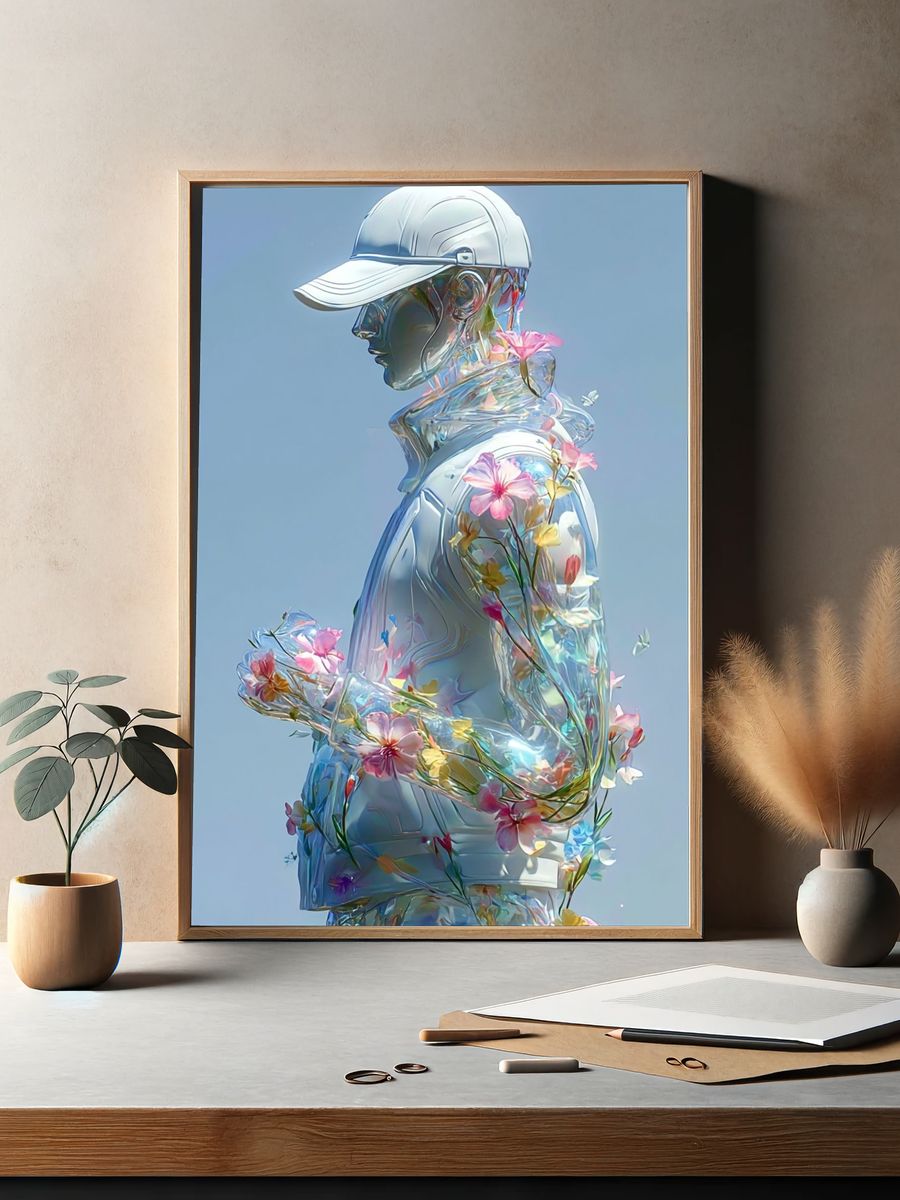 Floral Glass Figure Illustration Print. — room view 2