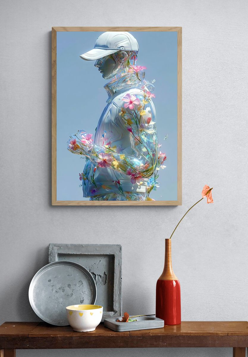 Floral Glass Figure Illustration Print. — room view 3