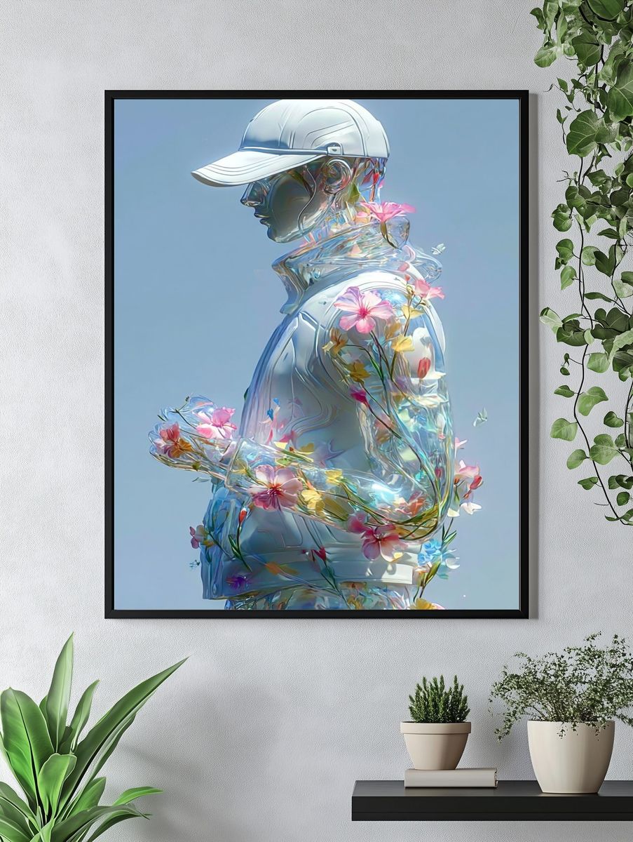 Floral Glass Figure Illustration Print. — room view 4