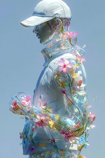 Floral Glass Figure Illustration Print.