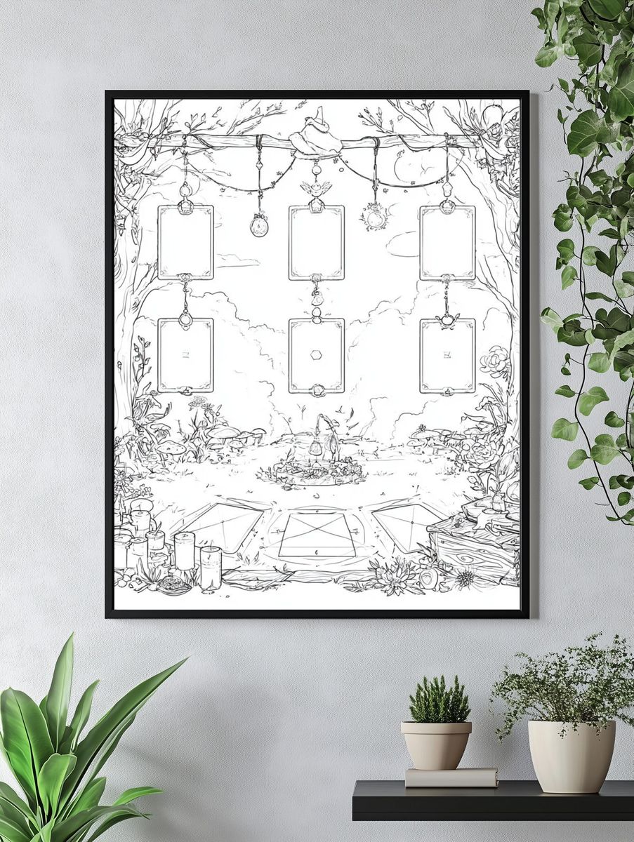 Enchanted Garden Frame Illustration Poster. — room view 4