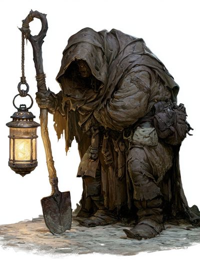 Hooded Lantern Keeper Illustration Print. poster