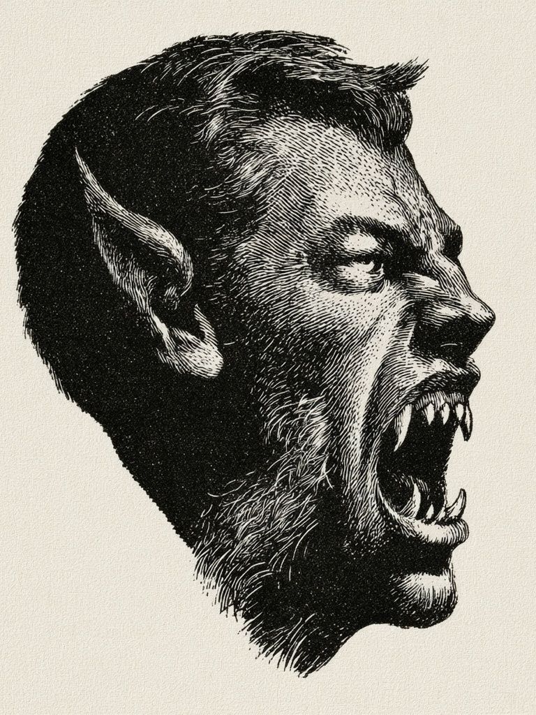 Werewolf Profile Illustration Poster. poster detail