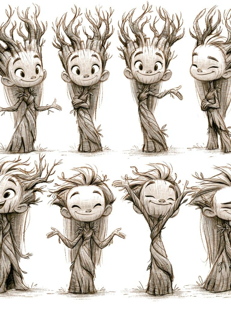 Whimsical Tree Spirit Characters Poster. poster — illustration art