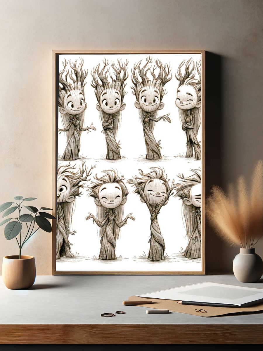 Whimsical Tree Spirit Characters Poster. — room view 2