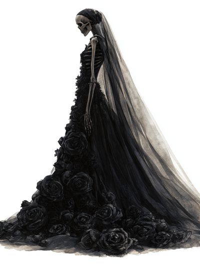 Gothic Skeleton Bride Illustration Poster.