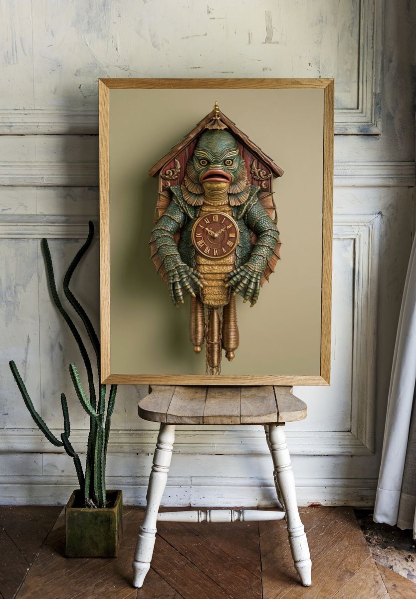 Creature Clockhouse Illustration Poster. room preview