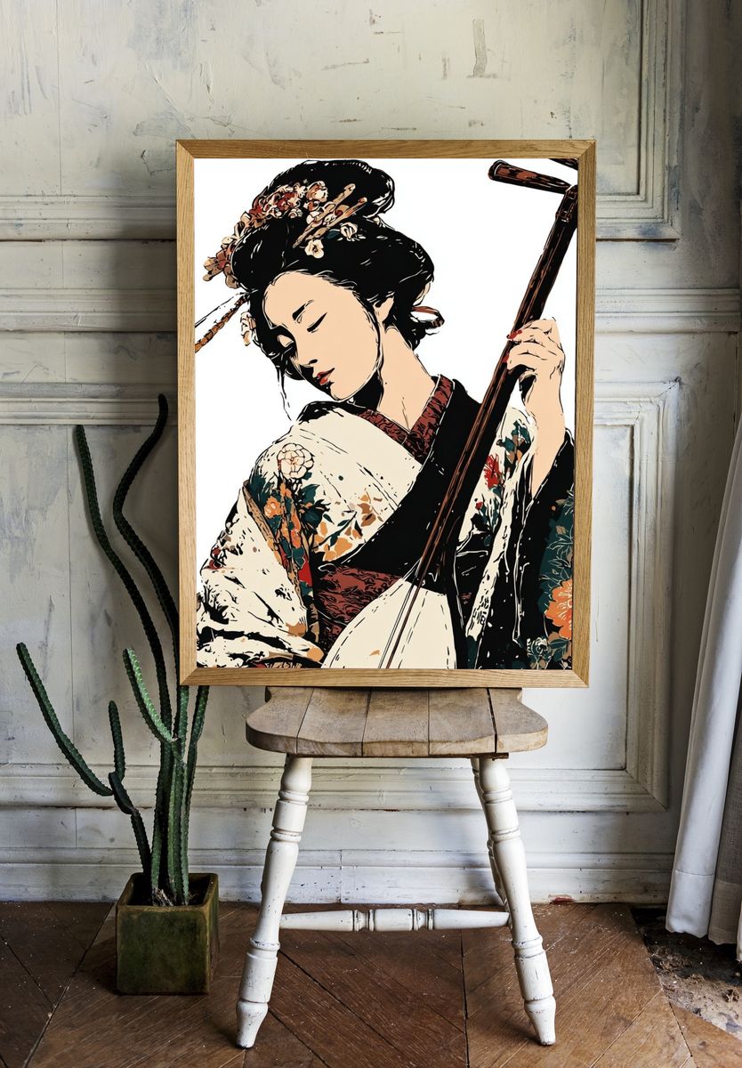 Geisha Portrait Illustration Poster. — room view 1