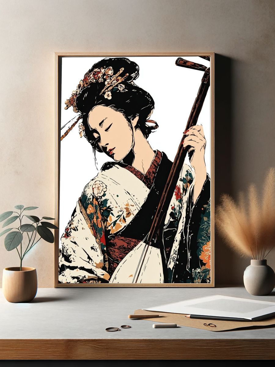 Geisha Portrait Illustration Poster. — room view 2