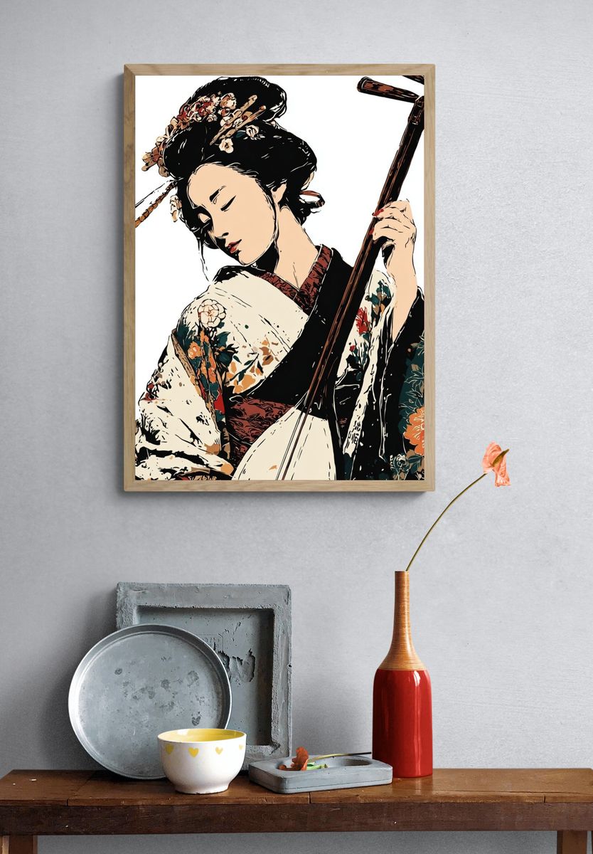 Geisha Portrait Illustration Poster. — room view 3