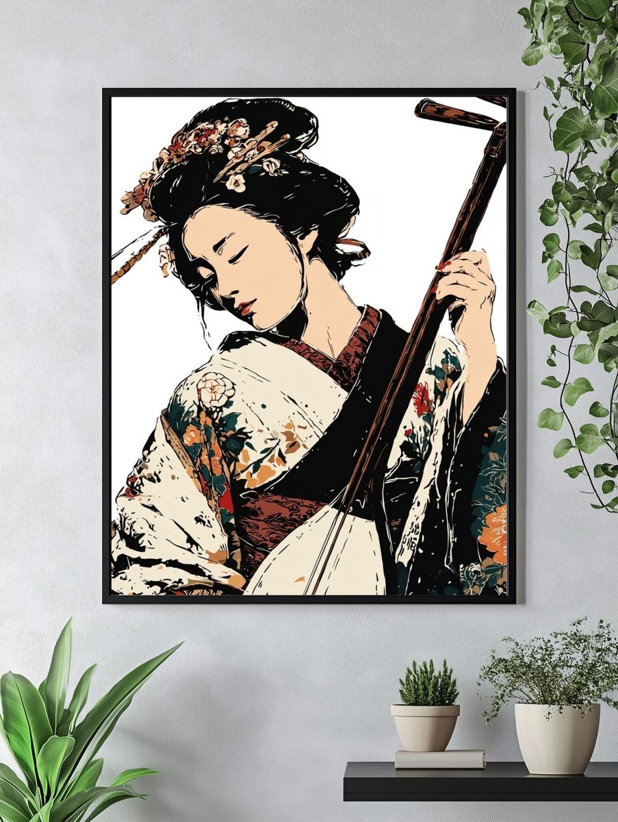 Geisha Portrait Illustration Poster. — room view 4
